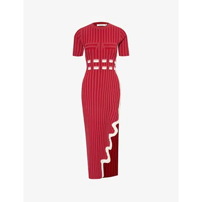 Ph5 Womens Cherry Burst Jodie Asymmetric-hem Recycled Viscose-blend Maxi Dress