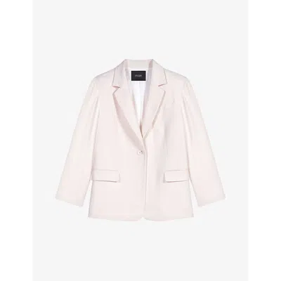 Maje Womens Blanc Single-breasted Relaxed-fit Stretch-woven Blazer