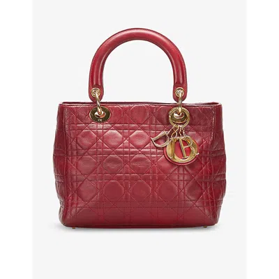 Reselfridges Womens Red Per-loved Dior Cannage Lady Leather Top-handle Bag