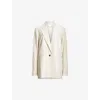 Allsaints Womens Cream White Deri Lyn Single-breasted Relaxed-fit Woven Blazer