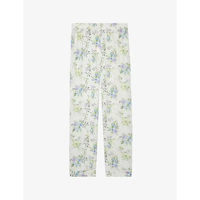 The Kooples Floral Print Pants In Blue