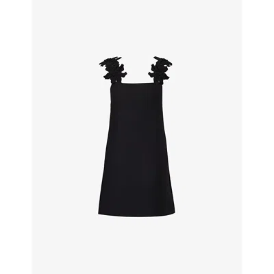 Valentino Mini Dress With Flower Strap Details In Black