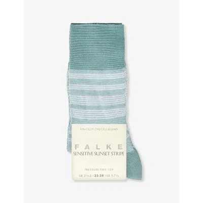 Falke Sensitive Sunset Stripe Socks In 7862 Light Jade