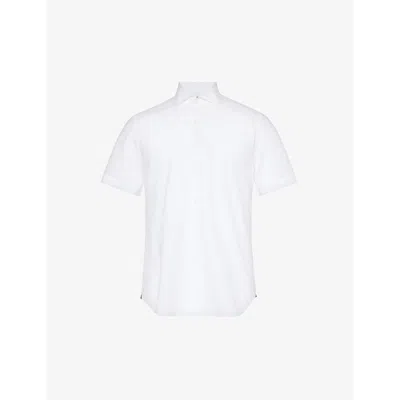 Corneliani Mens White Seersucker-textured Regular-fit Cotton Shirt