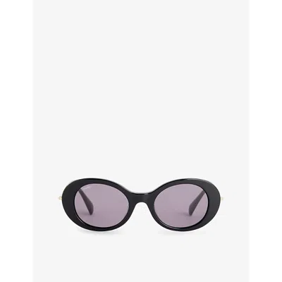 Max Mara Womens Black Malibu10 Oval-frame Acetate Sunglasses
