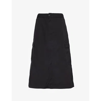 Carhartt Wip Womens Black Jet Slip-pocket Cotton Midi Skirt