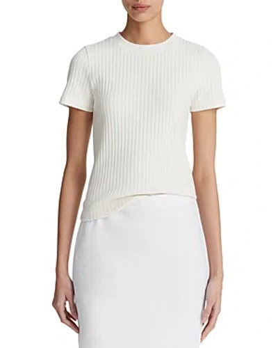 Vince Rib Crewneck T-shirt In Off White