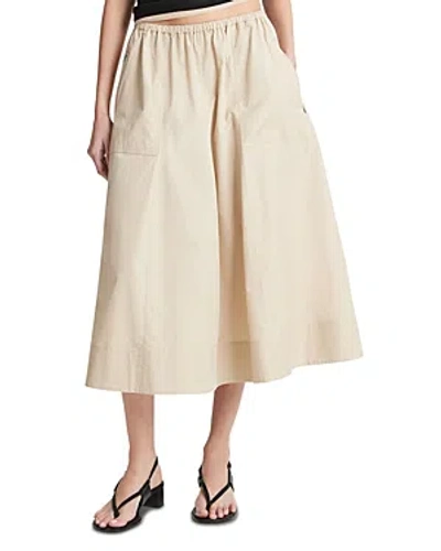 Vince Gathered Cotton Utility Zip-pocket Midi Skirt In White Oak