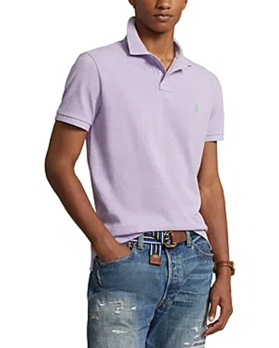 Polo Ralph Lauren Cotton Mesh Custom Slim Fit Polo Shirt In Pastel Purple Heather