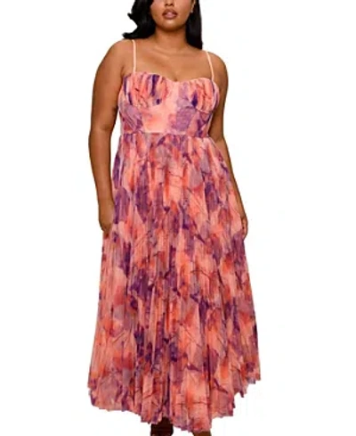 Hutch Women's Amara Pleated Printed Dress In Soft Peach/purple Stem Floral