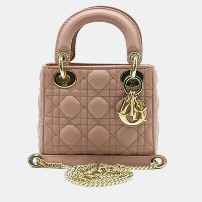 Pre-owned Dior Christian  Cannage Lady Bag Mini M0505ocal Bag In Pink