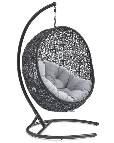 Modway Encase Sunbrella Swing Outdoor Patio Lounge Chair In Black
