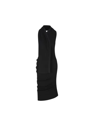 Fendi Asymmetric Halterneck Sleveless Dress In Black