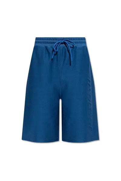 Moncler Drawstring Knee High Shorts In Blue