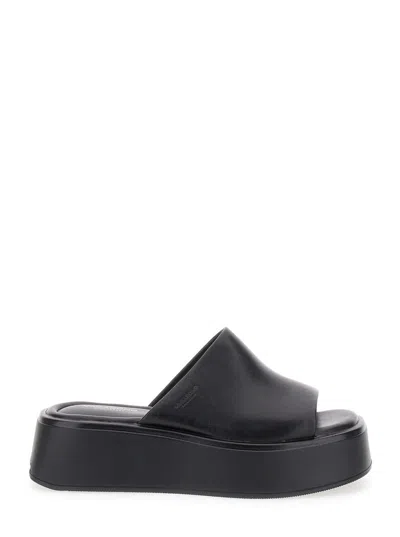 Vagabond 'courtney' Black Sandals With Chunky Platform In Leather Woman