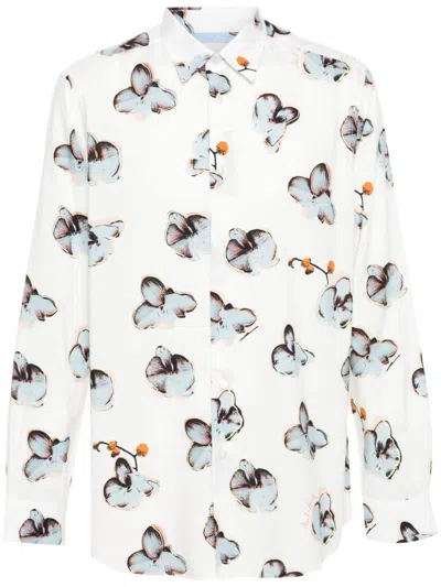 Paul Smith Orchid-print Shirt In White