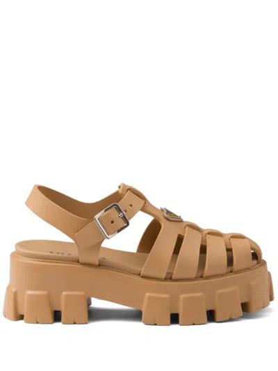 Prada Monolith 55mm Platform Sandals In Barley