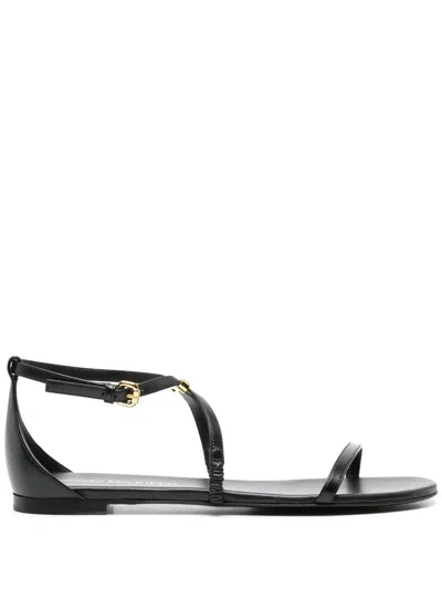 Alexander Mcqueen Ankle-strap Leather Sandals In Black
