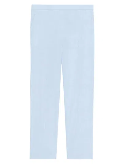 Theory Treeca Good Linen Cropped Pull-on Ankle Trousers In Skylight