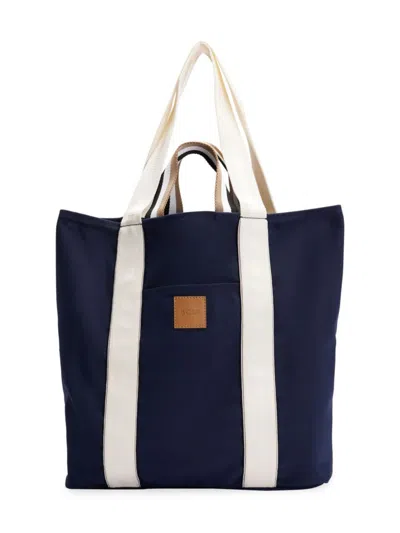 Hugo Boss Women's Slimline Canvas Tote Bag With Logo Patch In Blue