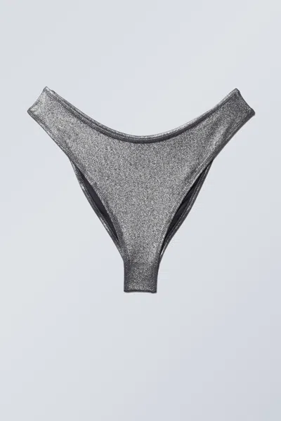 Weekday Scooped Glitter Bikini Bottoms In Black