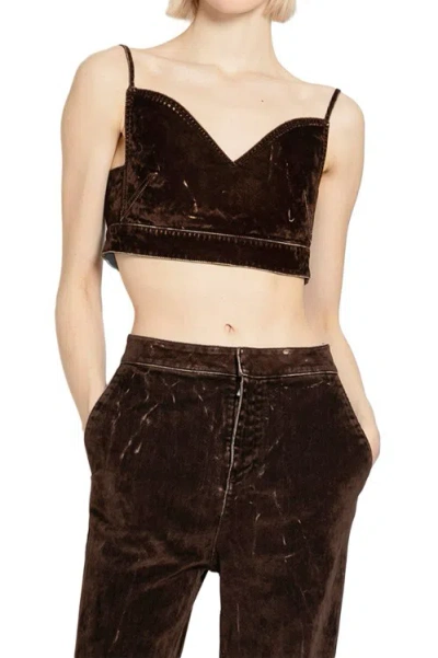 Loewe Velvet Crop Top In Brown