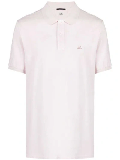 C.p. Company Light Pink Logo-patch Piqué Polo Shirt