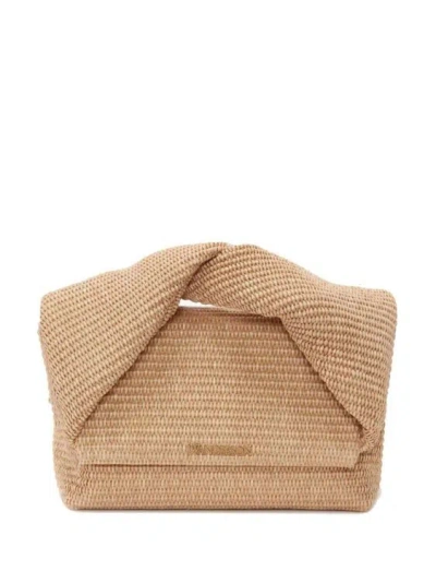 Jw Anderson Large Raffia Twister Top-handle Bag In Brown