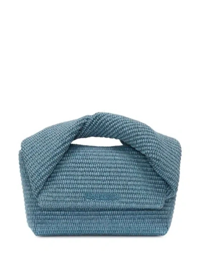 Jw Anderson Medium Twister Raffia Tote Bag In Blue