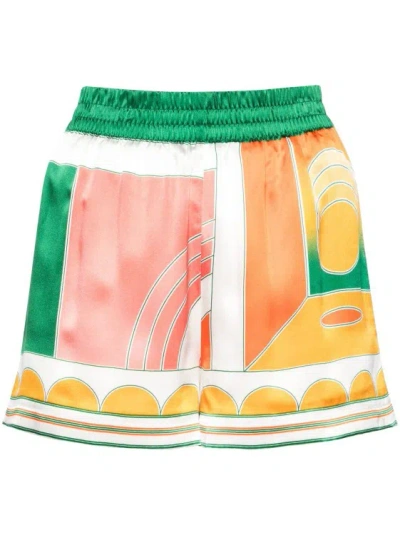 Casablanca Silk Shorts In Multicolor