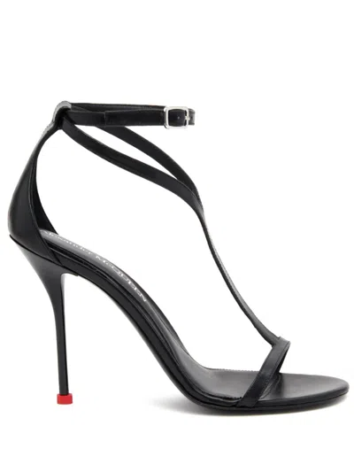 Alexander Mcqueen 90mm Leather Sandals In Black