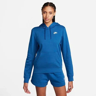 Nike Women's  Sportswear Club Fleece Pullover Hoodie In Court Blue/white 