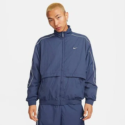 Nike Men's  Sportswear Solo Swoosh Woven Track Jacket In Thunder Blue/white