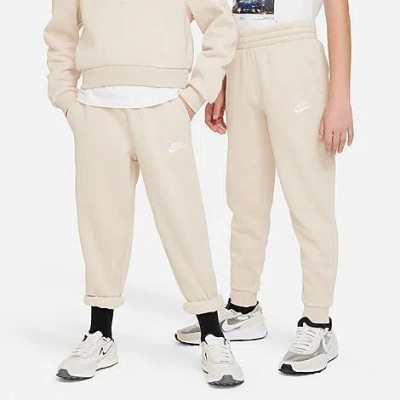 Nike Sportswear Club Fleece Big Kids' Jogger Pants In Sanddrift/white