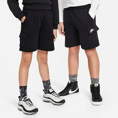 Nike Sportswear Club Fleece Big Kids' Cargo Shorts In Black/black/white