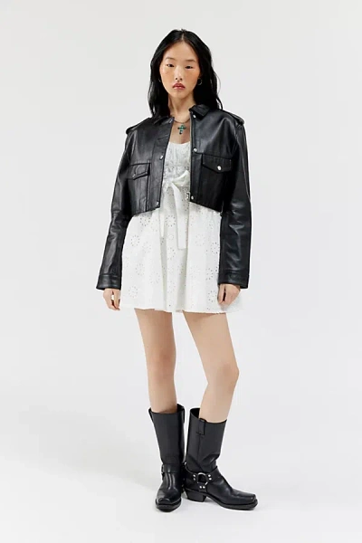 Kiss The Sky Pearl Eyelet Mini Dress In White, Women's At Urban Outfitters