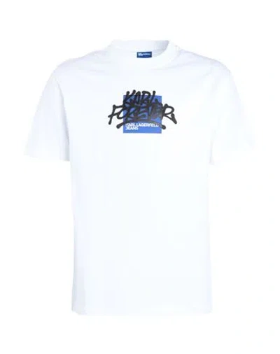 Karl Lagerfeld Jeans Graffiti-logo Print Organic Cotton T-shirt In White