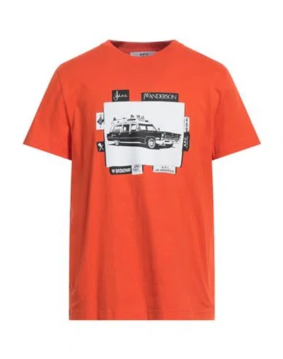 A.p.c. X Jw Anderson Printed Cotton T-shirt In Orange