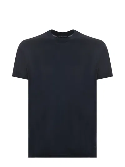 Emporio Armani Lyocell And Cotton T-shirt In Nero