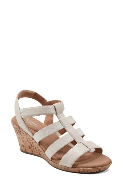 Rockport Blanca Strappy Wedge Sandal In Chalk Synthetic