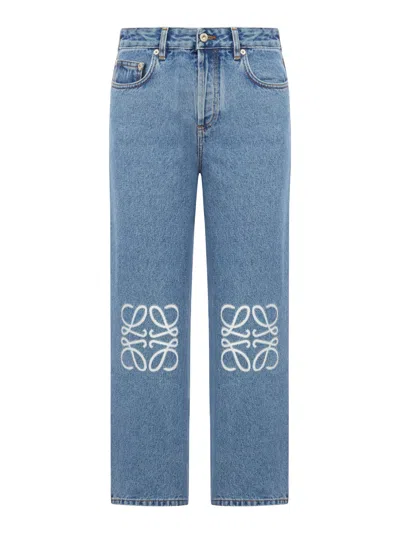 Loewe Anagram Cropped Jeans In Blue