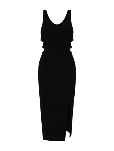 Self-portrait Bow-detail Cut-out Midi Dress In Black