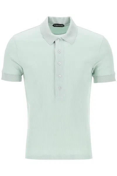 Tom Ford Slim-fit Ribbed-knit Polo Shirt In Green