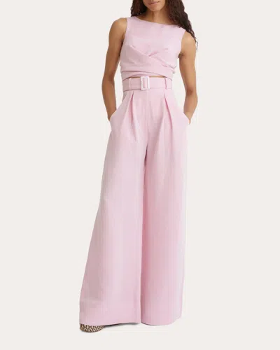 Matthew Bruch Women's Pleated Wide-leg Pants In Pink