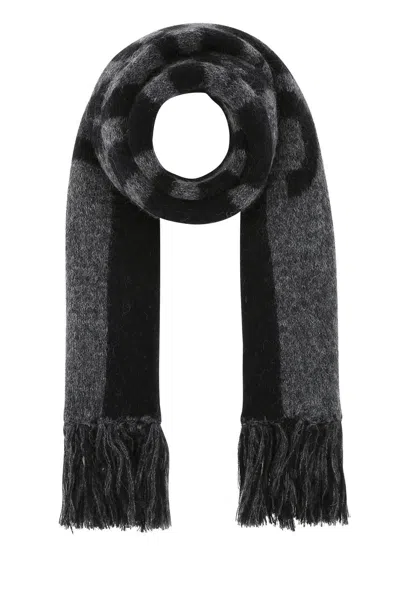 Saint Laurent Printed Wool Blend Scarf In Black