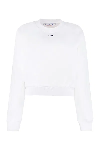 Off-white Logo Detail Cotton Sweatshirt In Bianco