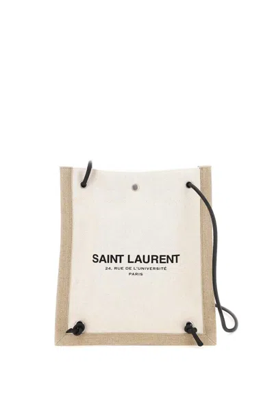 Saint Laurent Flat Crossbody Bag In Bianco