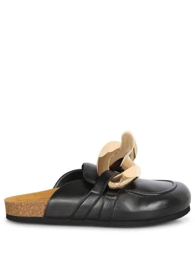 Jw Anderson J.w. Anderson Black Leather Chain Loafer Mules