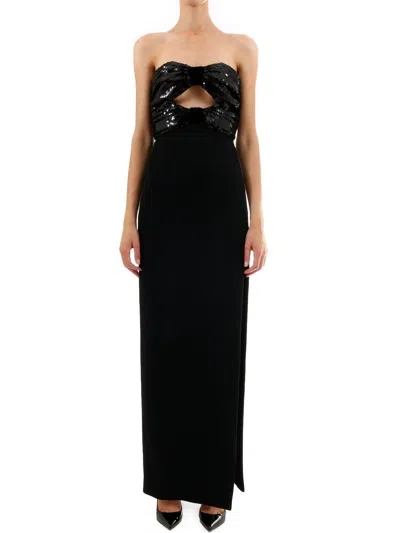 Saint Laurent Sequinned Maxi Dress In Black