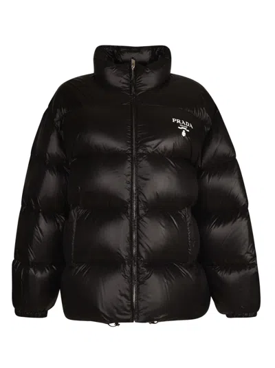 Prada Re-nylon Quilted Down Jacket In Black